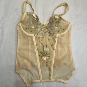 Vintage Felina Sheer Floral Embroidered Corset Bra Top Fairycore